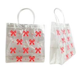 [6820252933048] Bolsa de mano transparente con diseño de moños mediano